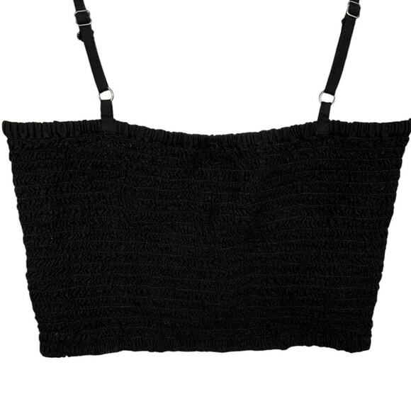 Hollister Size Small Black Crop Tank Top Adjustable Strap Smock Back Layering - Picture 4 of 10